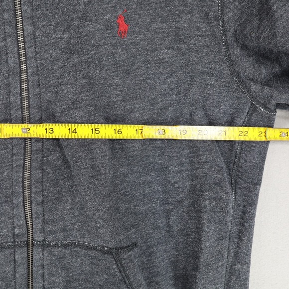 Polo Ralph Lauren Dark‎ Grey Waffle Lined Hood Full Zip Heavy Sweatshirt XL - Picture 5 of 6